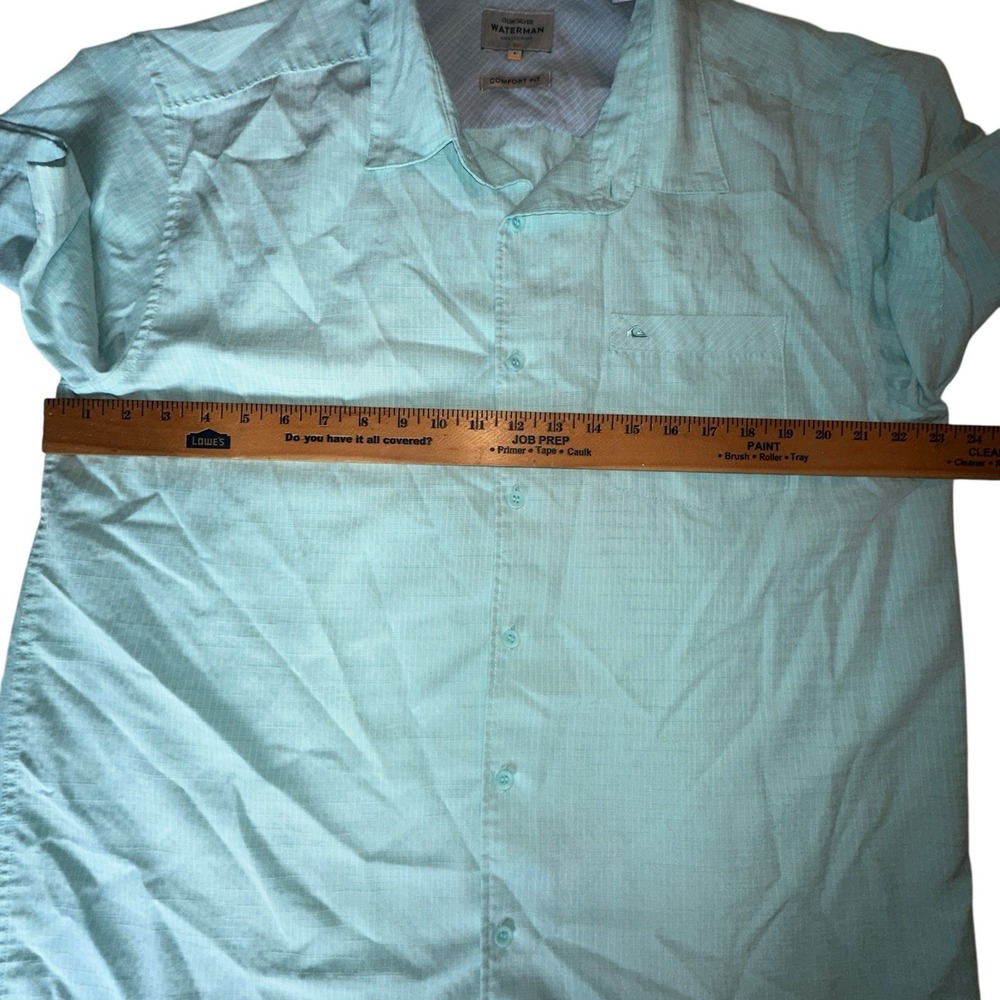 Quiksilver Waterman Mens L Blue Stripe Button Up Outdoor‎ Summer Comfort Fit - Picture 5 of 10